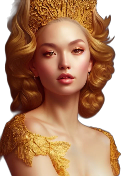 crown, jewelry, face, fantasy art transparent PNG cut-out