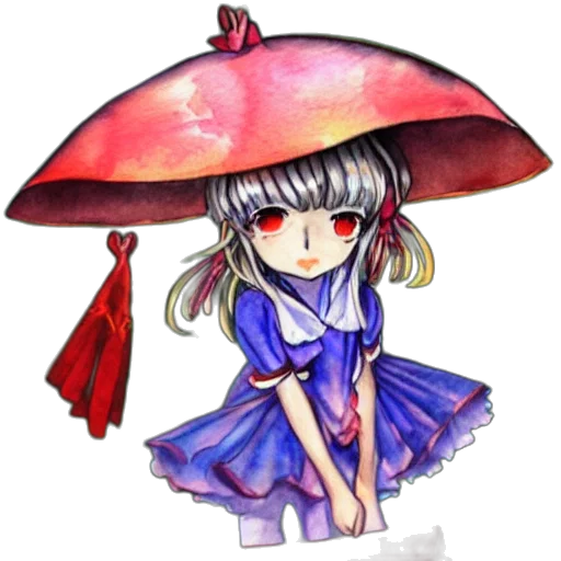 umbrella, dress, hat, staff transparent PNG cut-out