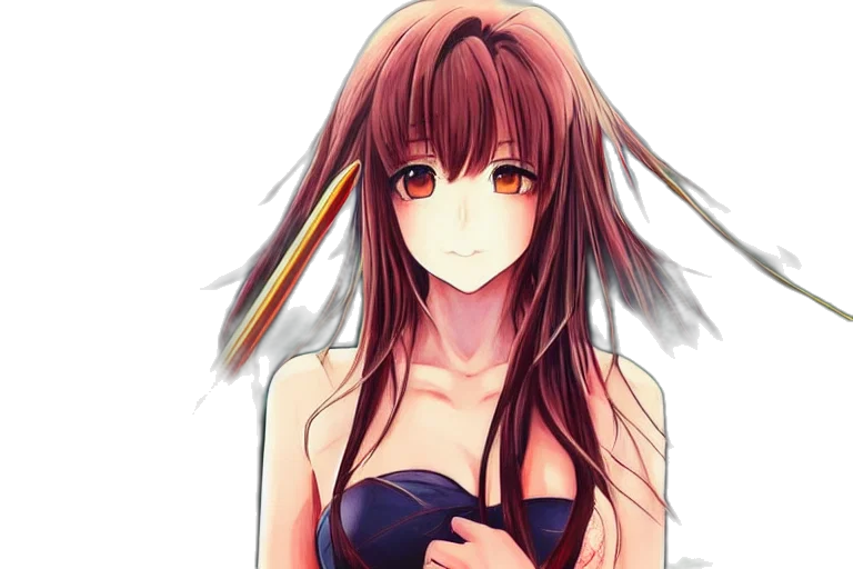 dress, weapon, hair, staff transparent PNG cut-out