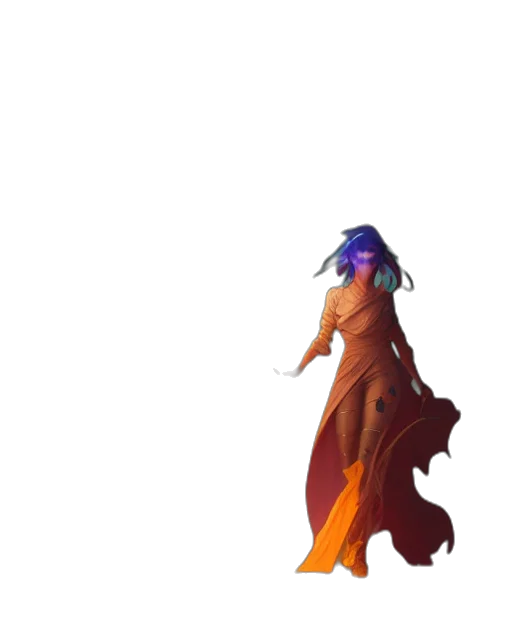 dress, staff, dragon, creature transparent PNG cut-out