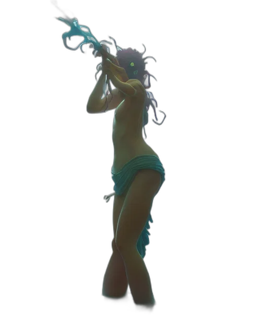 staff, creature, dress, mask transparent PNG cut-out