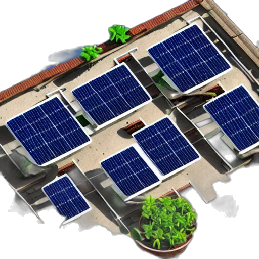 building, 3d render, concept art, solarpunk transparent PNG cut-out