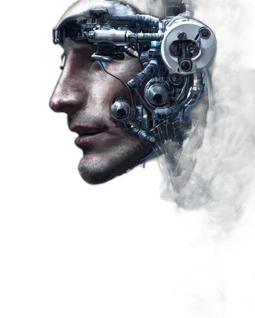 robot, face, mask, cyberpunk transparent PNG cut-out