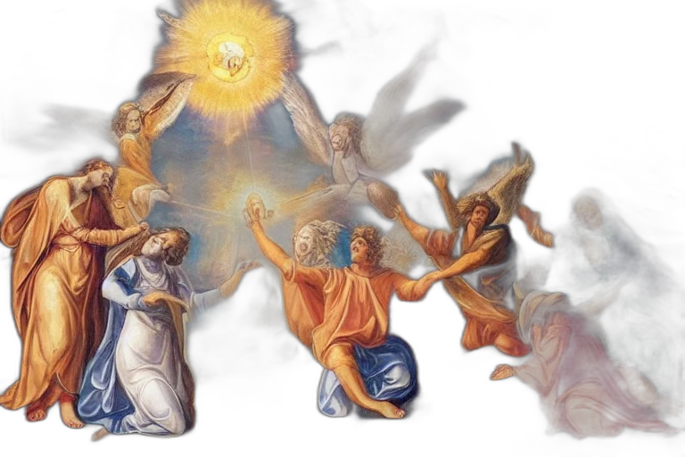 concept art, fire, outer space, archangels transparent PNG cut-out