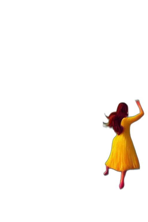 dress, hair, staff, 3d render transparent PNG cut-out