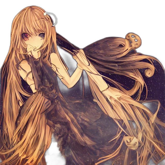 staff, dress, hair, fantasy art transparent PNG cut-out