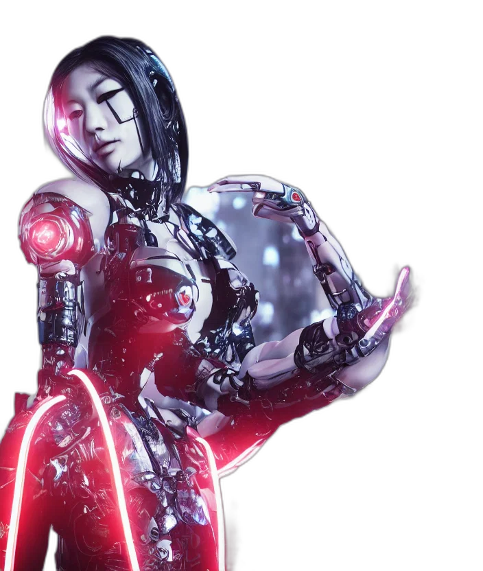 robot, cyberpunk, concept art, 3d render transparent PNG cut-out