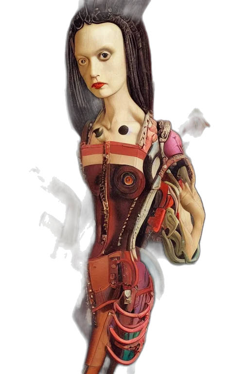dress, robot, weapon, fantasy art transparent PNG cut-out