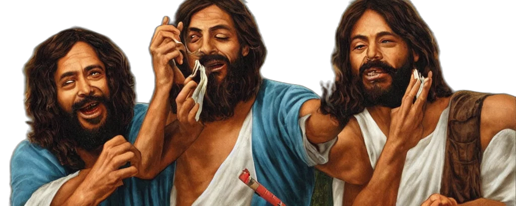 photorealistic, jesus, christ, smoking transparent PNG cut-out