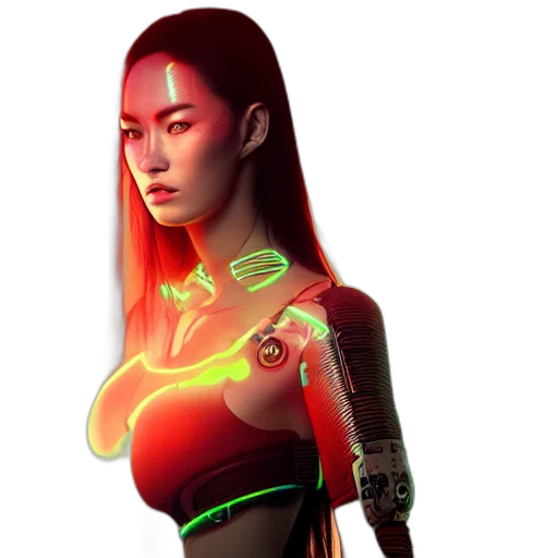 staff, concept art, cyberpunk, fantasy art transparent PNG cut-out