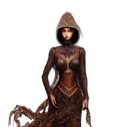 dress, creature, staff, jewelry transparent PNG cut-out