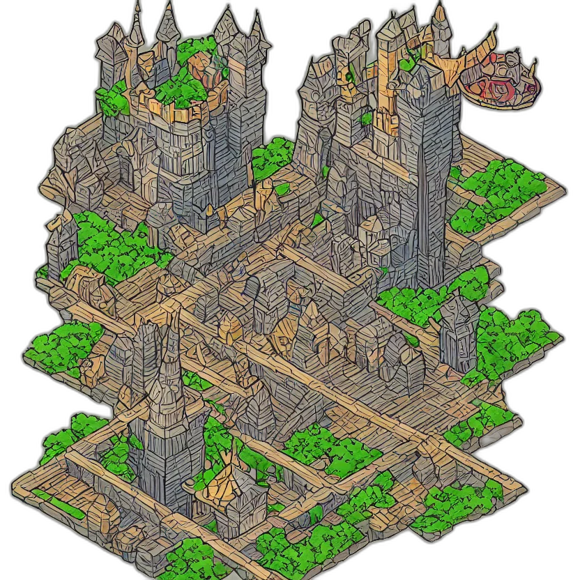 dragon, building, crown, pixel art transparent PNG cut-out
