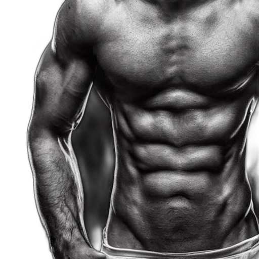 photorealistic, six, pack, abs transparent PNG cut-out