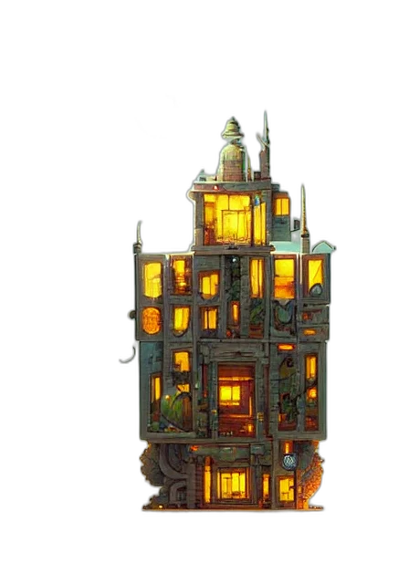 building, concept art, 3d render, fantasy art transparent PNG cut-out