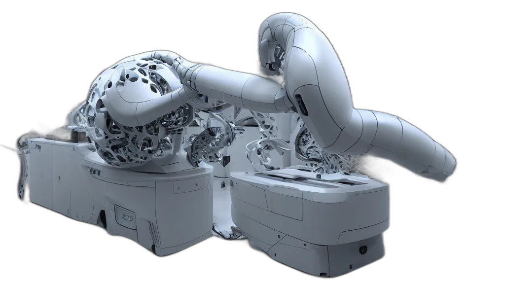 robot, 3d render, concept art, complex transparent PNG cut-out