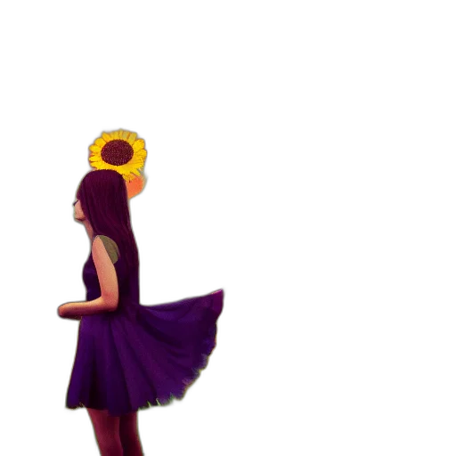 dress, flower, crown, staff transparent PNG cut-out