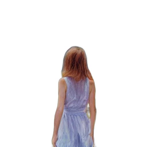 dress, hair, staff, creature transparent PNG cut-out