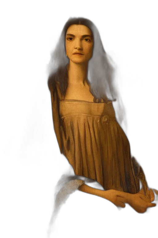 dress, face, hair, staff transparent PNG cut-out