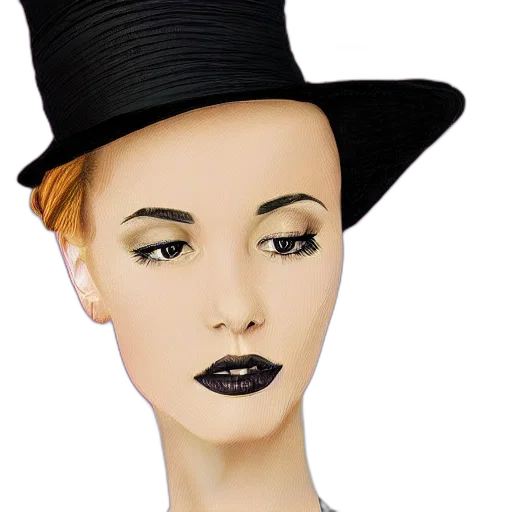 hat, jewelry, face, photorealistic transparent PNG cut-out