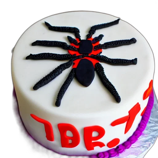 3d render, spider, birthday, cake transparent PNG cut-out