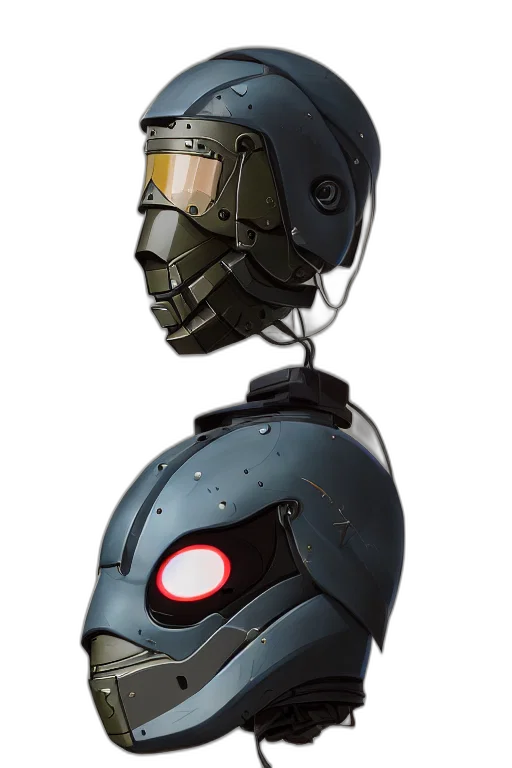 robot, mask, concept art, 3d render transparent PNG cut-out
