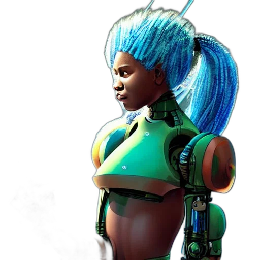 robot, staff, concept art, cyberpunk transparent PNG cut-out