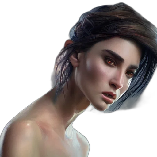 face, hair, photorealistic, concept art transparent PNG cut-out