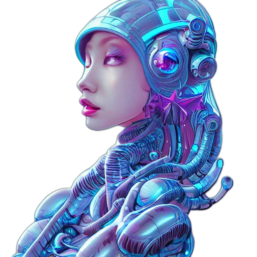 robot, face, creature, cyberpunk transparent PNG cut-out