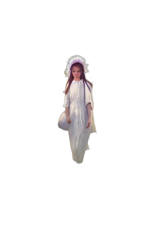 dress, creature, staff, hair transparent PNG cut-out