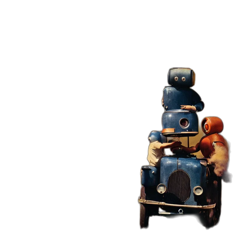 robot, car, weapon, staff transparent PNG cut-out