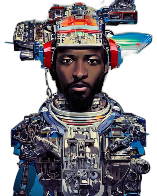 robot, face, jacket, cyberpunk transparent PNG cut-out