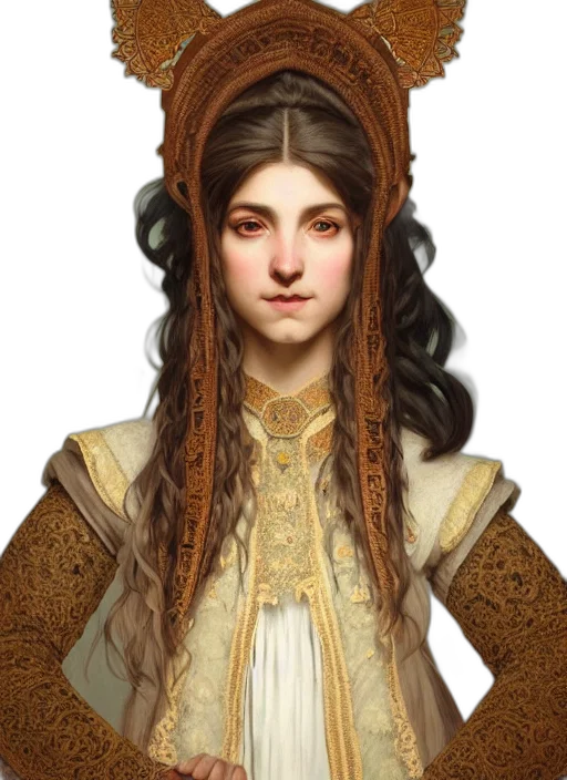 dress, face, crown, staff transparent PNG cut-out
