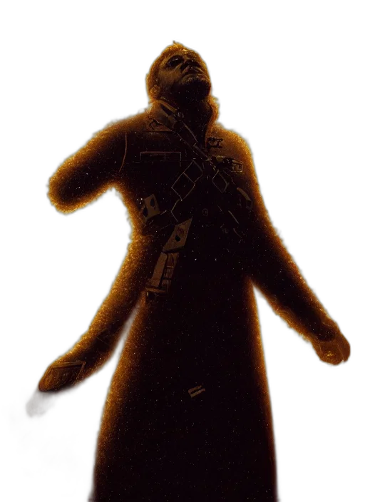 jacket, staff, mask, creature transparent PNG cut-out