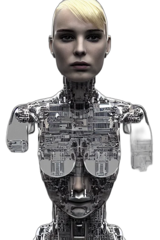 robot, face, cyberpunk, 3d render transparent PNG cut-out