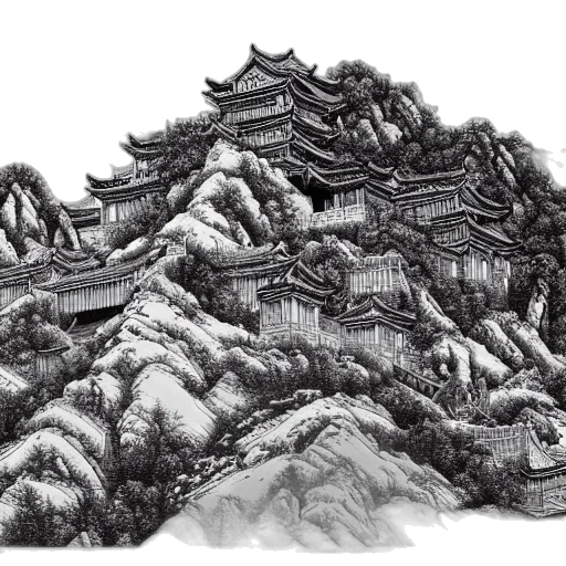 dragon, building, photorealistic, pencil sketch transparent PNG cut-out
