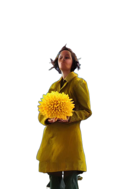 dress, flower, staff, jacket transparent PNG cut-out