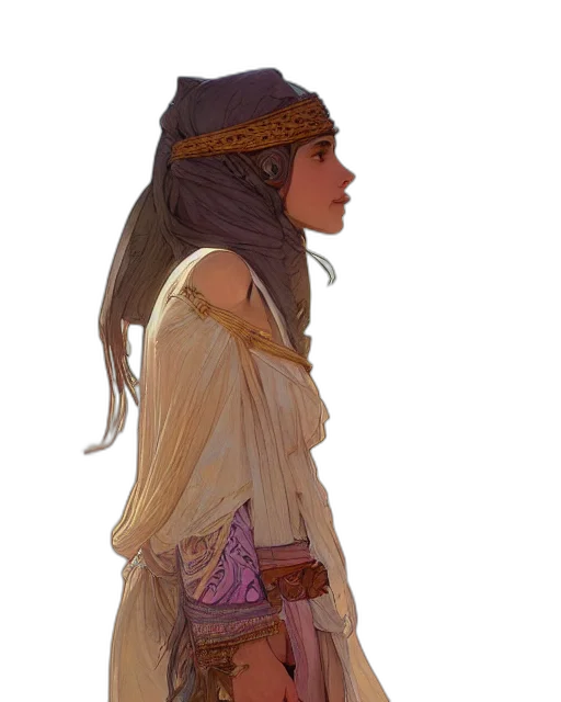 hat, staff, dress, jewelry transparent PNG cut-out