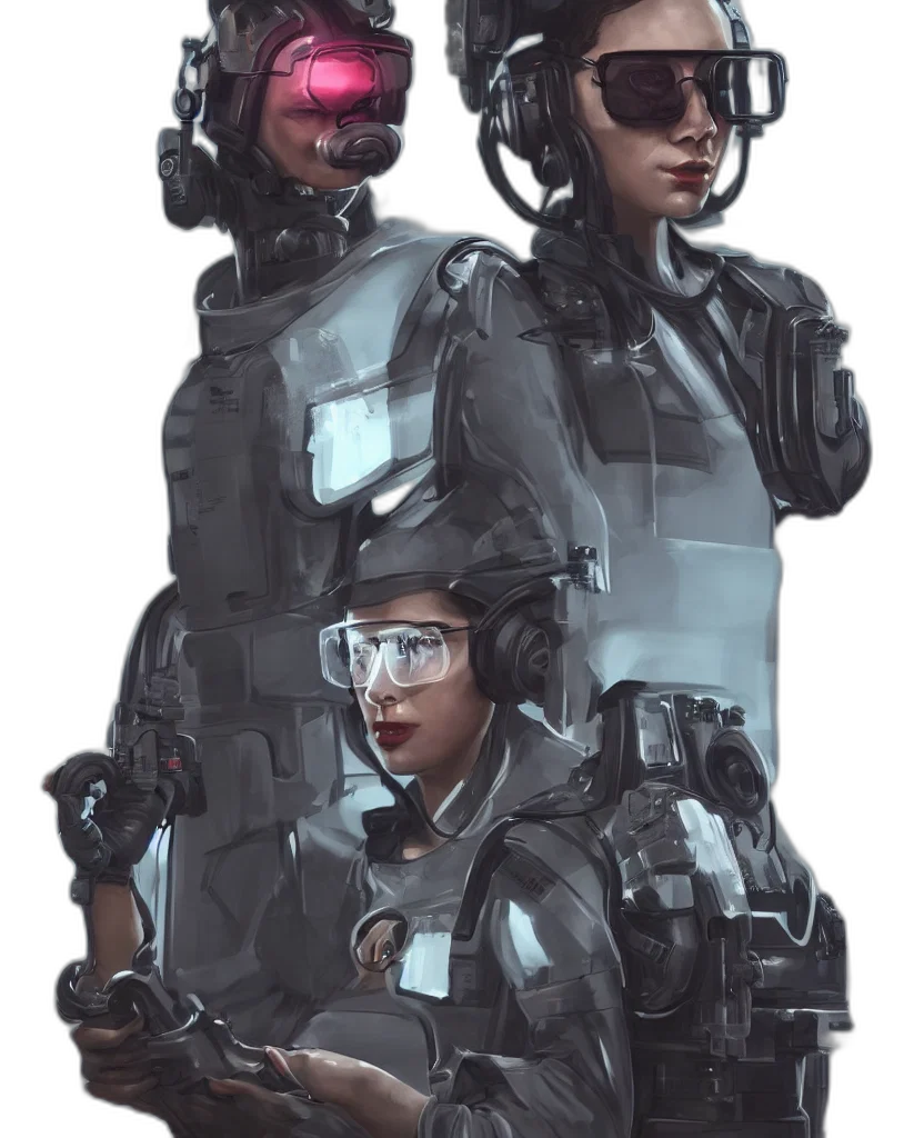 robot, jacket, weapon, face transparent PNG cut-out