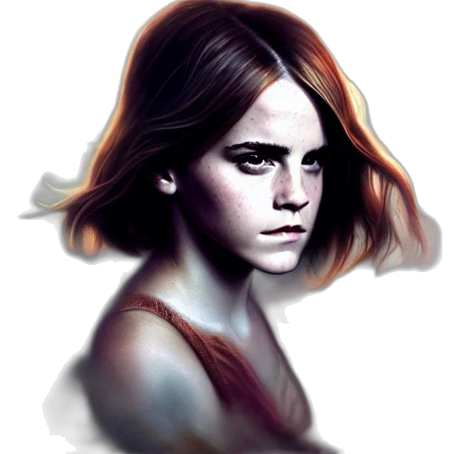 face, hair, photorealistic, watercolor transparent PNG cut-out