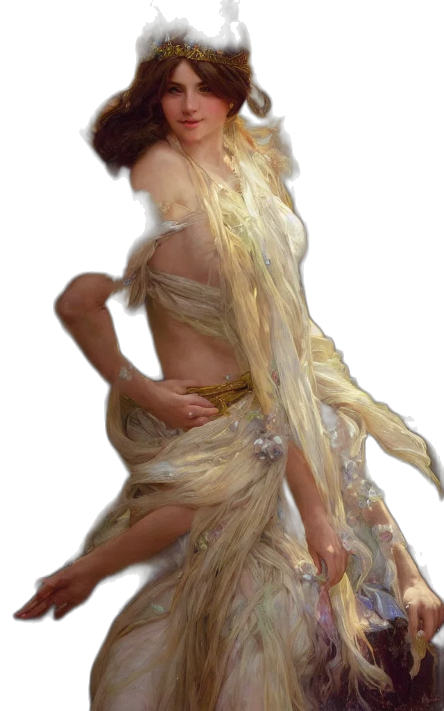 dress, hair, jewelry, creature transparent PNG cut-out