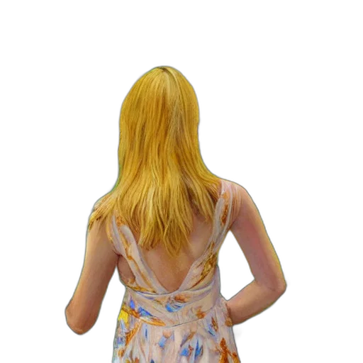 dress, hair, jacket, staff transparent PNG cut-out