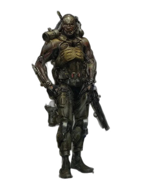 robot, creature, staff, weapon transparent PNG cut-out