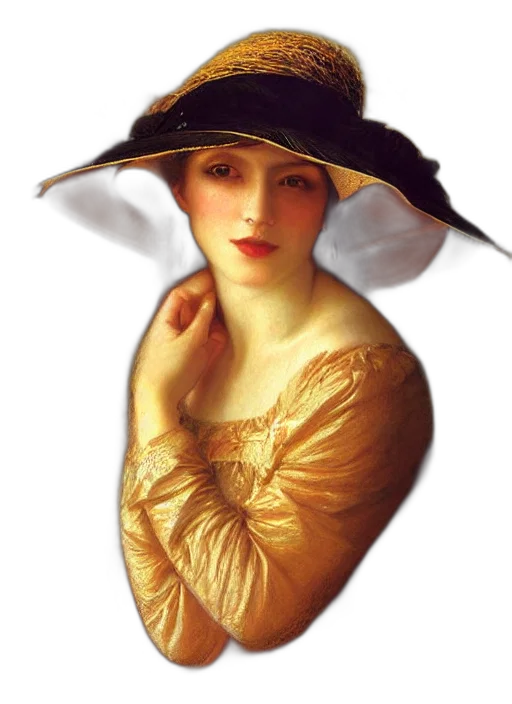 hat, dress, face, jewelry transparent PNG cut-out