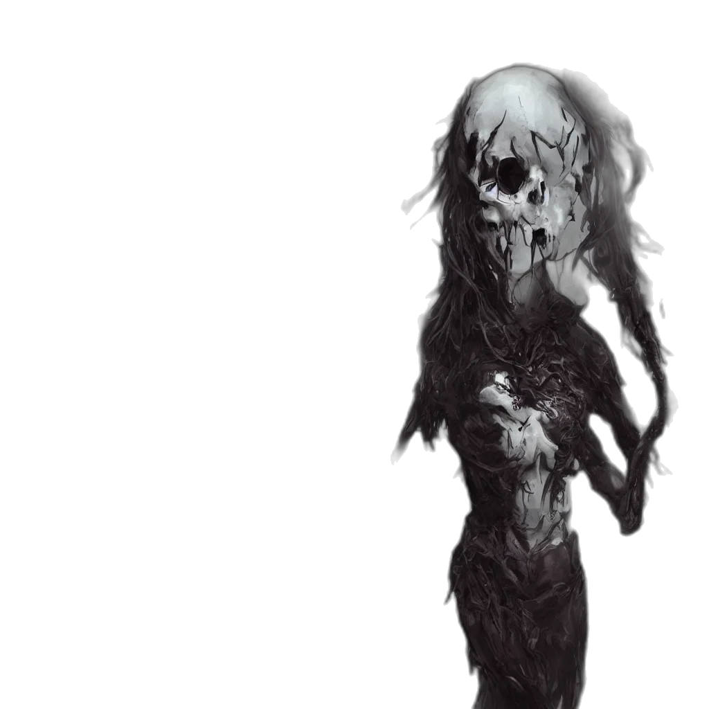 creature, hair, mask, dress transparent PNG cut-out