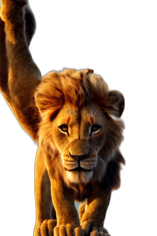 animal, crown, staff, photorealistic transparent PNG cut-out