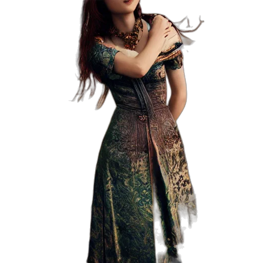 dress, staff, dragon, fantasy art transparent PNG cut-out