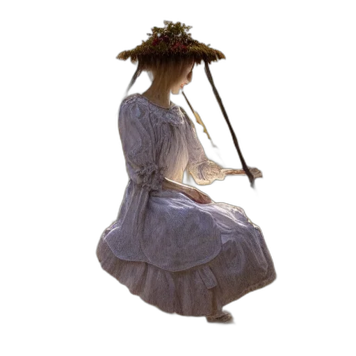 dress, staff, hat, umbrella transparent PNG cut-out