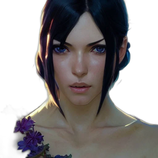 face, flower, fantasy art, concept art transparent PNG cut-out