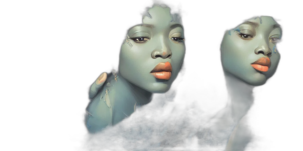 face, mask, creature, photorealistic transparent PNG cut-out