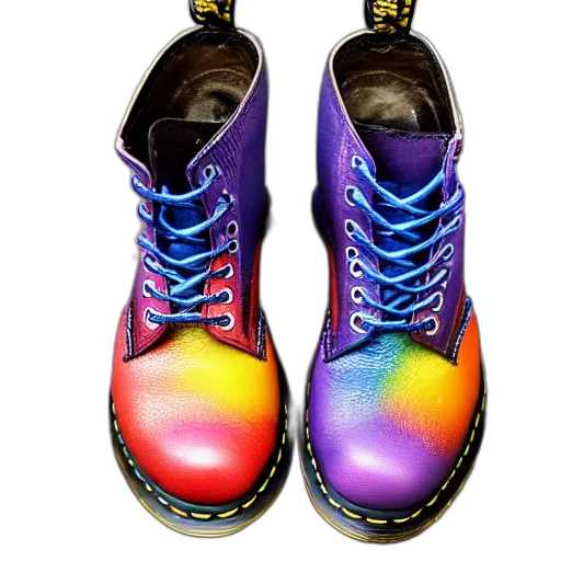 shoes, cyberpunk, photorealistic, colorful transparent PNG cut-out